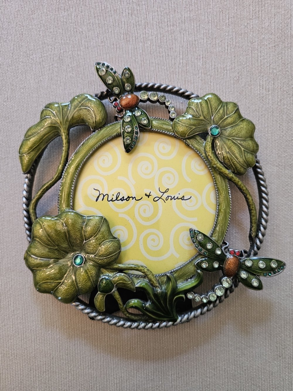 GUC Round Cloisonné Dragonfly and Lilypad Photo Frame